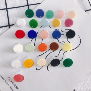 Colorful acrylic round stud earrings set in matte and glitter finish for DIY jewelry