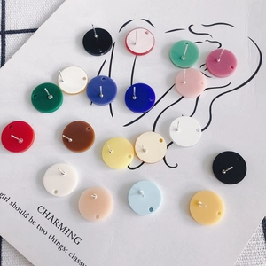 Colorful acrylic round stud earrings DIY components set on a minimalist decor card