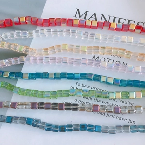Multi-colored iridescent cube crystal glass beads for DIY jewelry making and handmade crafts