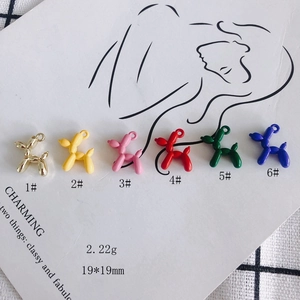 Colorful balloon dog charms in six vibrant shades for DIY earring and jewelry making