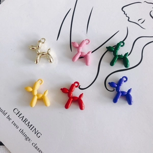 DIY colorful balloon dog jewelry charms in six assorted vibrant metallic and painted finishes
