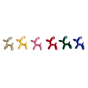 Set of 6 colorful balloon dog charms with glossy finish for DIY jewelry making