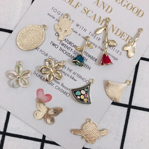 DIY gold alloy flower and butterfly pendants with colorful enamel for jewelry making