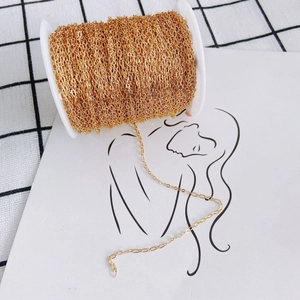 Catena a maglie O placcata oro 14K su bobina per creazione di gioielli fai da te
