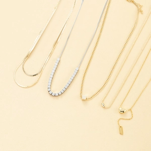 Collana Minimalista in Rame Placcato Oro 14K per Donna Catena a Serpente a Doppio Strato Pendente Geometrico Gioielli