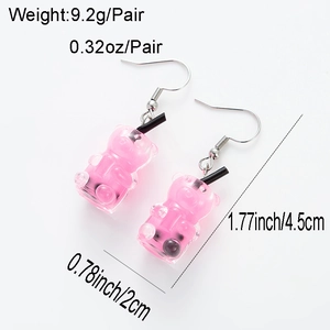 Detail of bear-shaped drink bottle earrings with 9.2g weight marking and dimensions