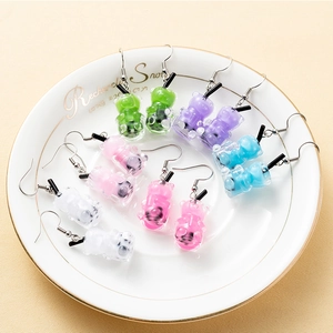 Creative Bear Drink Bottle Resin Earrings For Women Cute Milk Tea Cup Dangle Hook Earrings Fashion Jewelry Accessories