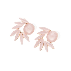 Élégantes boucles d'oreilles dorées avec pierres roses facettées motif floral