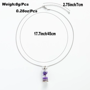 Collana in acciaio inossidabile con pendente a fiore viola e specifiche dimensionali