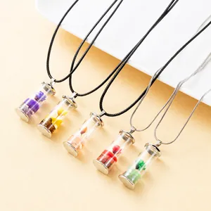 Collana in Acciaio Inossidabile con Bottiglia alla Deriva di Fiori Secchi Stile Mori Ciondolo in Acrilico Regalo per Donna