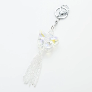 Elegant butterfly crystal keychain with shimmering tassels and silver lobster clasp