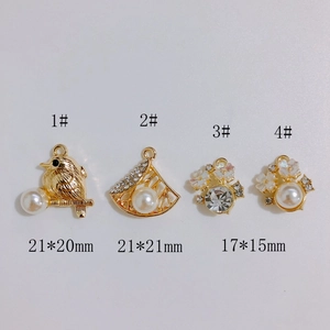 14K vergoldete Vogel- und Blumenanhänger mit Perlen und Strass für DIY-Schmuckherstellung
