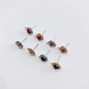 Sparkling flower-shaped rhinestone earrings with DIY loop in various colors