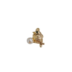 Vogelförmiger 14K vergoldeter Anhänger mit weißer Perle und Strass für DIY-Schmuck