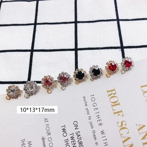 DIY rhinestone floral charm pendants in multiple colors with gold and silver bases