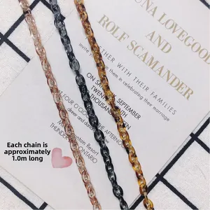 One-meter translucent brown and black acrylic chain links for DIY jewelry making