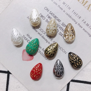 Cuentas de gota de acrílico DIY con patrones barrocos en colores vintage para joyería