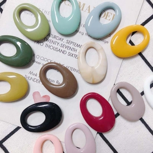 Multi-colored oval resin earring pendants with smooth marble texture for DIY jewelry making