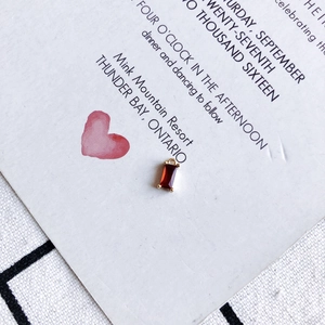 Detailed view of square red zircon pendant in gold plating for DIY jewelry making