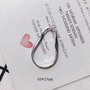 Silver irregular twisted teardrop DIY jewelry pendant accessory 40x24mm