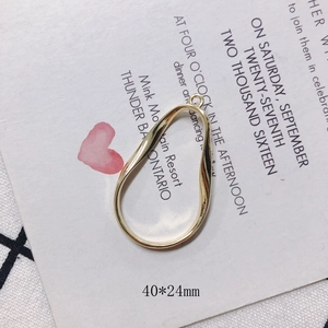 Polished gold irregular teardrop metal frame pendant for DIY jewelry making 40x24mm