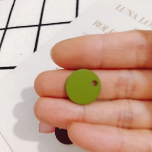 Matte grass green circular geometric alloy pendant for DIY jewelry earring making