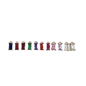 Set of 11 colorful rectangular crystal pendants with gold-plated claws for DIY jewelry making