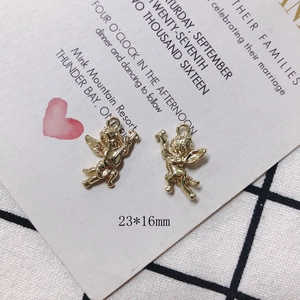 Close-up of golden angel cupid pendant 23x16mm for DIY jewelry making accessories