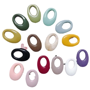 Colorful oval resin accessories set for DIY earrings and pendants in assorted vibrant tones