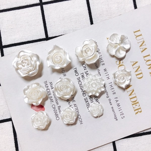 Vue de dessus de fleurs en résine nacrée blanche assorties pour bricolage et bijoux