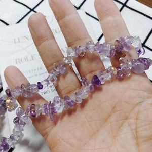 Irregular amethyst and clear quartz chip bead bracelet for DIY jewelry making and crafts
