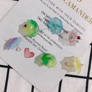 DIY colorful resin umbrella pendants with pearls and metal rings for jewelry making