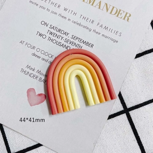 Macro view showing dimensions 44x41mm of a colorful rainbow resin DIY craft accessory