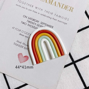 Detailed close-up of colorful DIY rainbow resin craft accessory measuring 44x41mm size