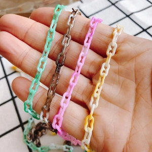Colorful acrylic rectangle chain links for DIY jewelry making and phone strap accessories