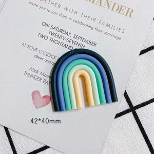 Detail view of 42x40mm colorful cartoon rainbow pendant for DIY craft projects