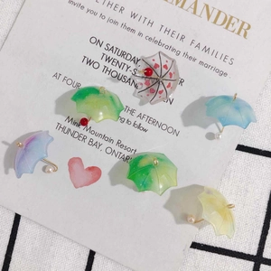 Cute Mini Umbrella Resin Pendants With Alloy Handle Faux Artificial Pearl Romantic Heart Pattern For DIY Jewelry Making Accessories