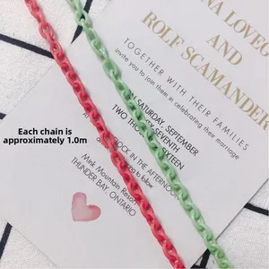Pink and mint green 1m acrylic links for DIY jewelry making and phone chain accessories