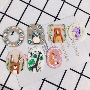 Cute cartoon animal acrylic DIY charms set including owl, bear, and unicorn pendants