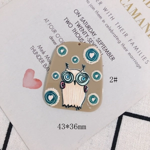 Flat owl acrylic pendant charm with heart patterns for DIY crafts 43x36mm size