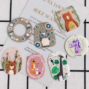 Cute Animal Acrylic Charms DIY Jewelry Making Accessories For Keychain Necklace Earring Pendant Owl Fox Unicorn Pattern