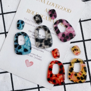 DIY luipaard acryl oorbellen bedeltjes set in blauw, grijs, paars, rood en geel