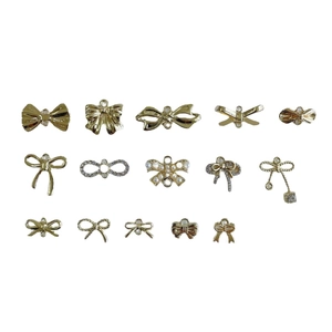 Set de 15 colgantes de lazo dorado con perlas y strass para creación de joyas DIY