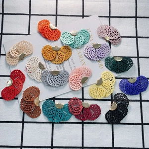 Vintage Fan Shape Fabric Lace Pendant DIY Jewelry Making Accessories Embroidered Alloy Clasp Charm For Earrings Keychain