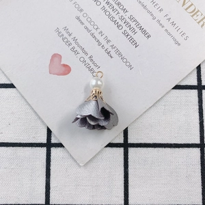 Elegant grey fabric flower pendant with a pearl detail for DIY earring making