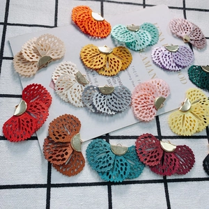 Colorful fan-shaped lace flower charms with metal clasps for DIY jewelry making