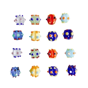 Assorted colorful DIY lampwork glass beads with bumpy dot texture for jewelry making