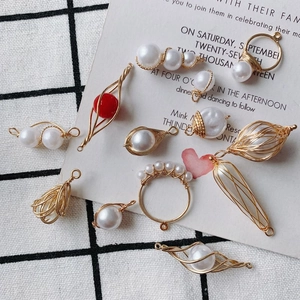 Handmade Copper Wire Wrapped Imitation Artificial Pearl Pendants For DIY Jewelry Making Earrings Necklace Fashion Elegant Charms