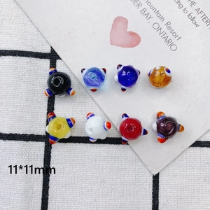 Cuentas de vidrio de 11x11mm con puntos de colores para manualidades de joyería DIY