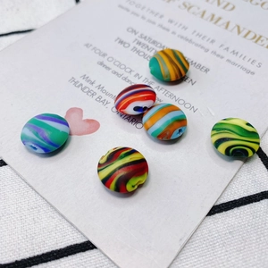 Perles en verre rayées colorées pour bijoux DIY aux motifs marbrés artistiques variés